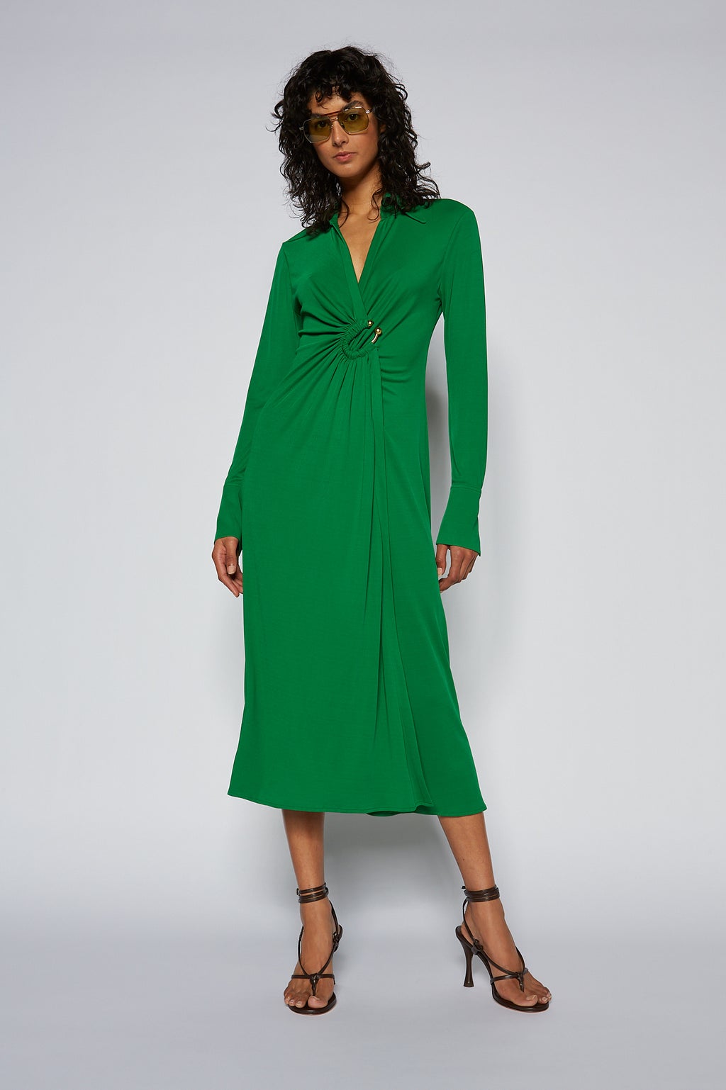 Drape Gold Trim Dress Kelly.green ...